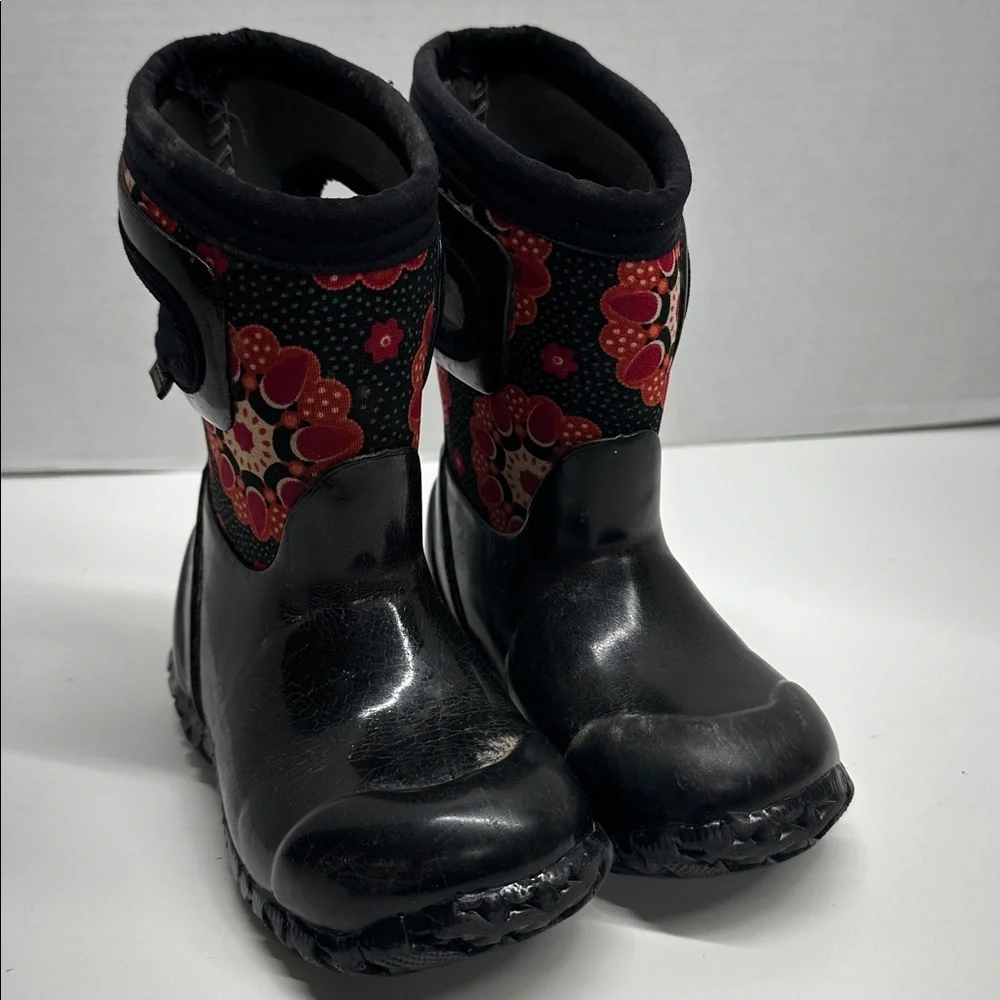 Bogs Boots Snow Rain Waterproof Insulated Pull On Black Kids Infants Size 7